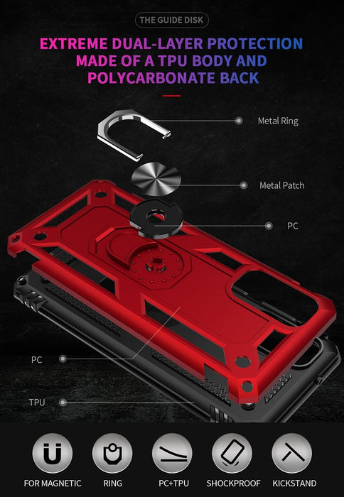 Samsung Galaxy S20 Extreme Protection Military Armor Dual Layer Protective Case with 360 Degree Magnetic Metal Ring