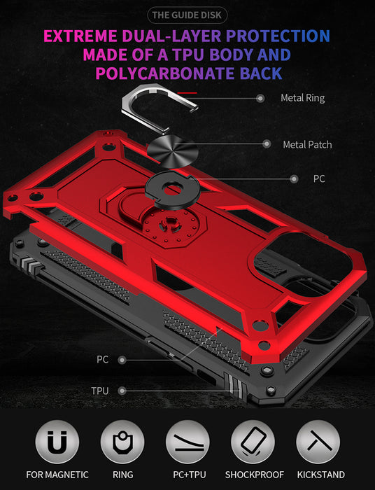iPhone 12 Pro Max  (6.7") Extreme Protection Military Armor Dual Layer Protective Case with 360 Degree Magnetic Metal Ring