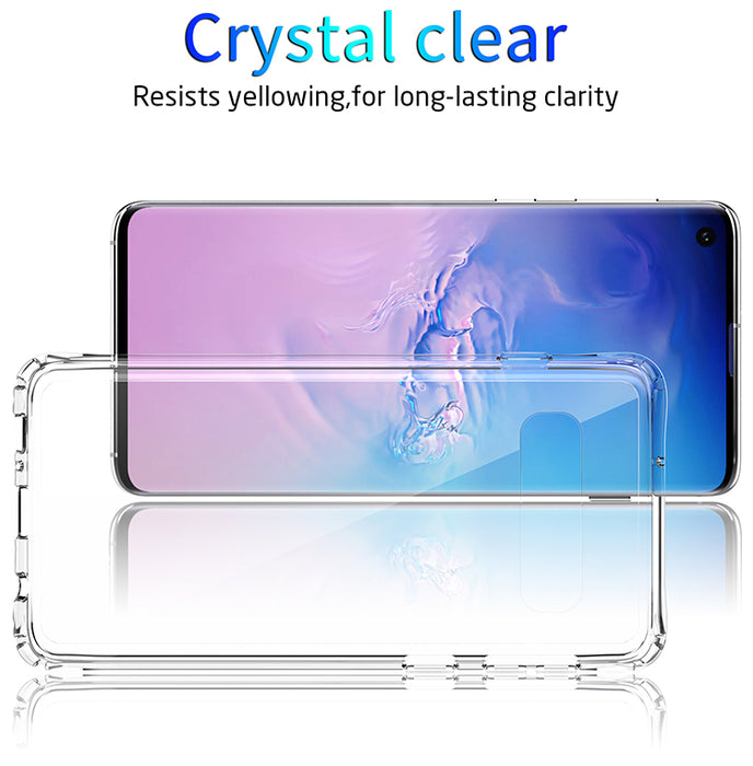 Slim Anti-Scratch Hard PC Backplate + TPU Bumper Shock Absorption Anti-Yellow Crystal Clear Case for Samsung Galaxy S10/S10 Plus
