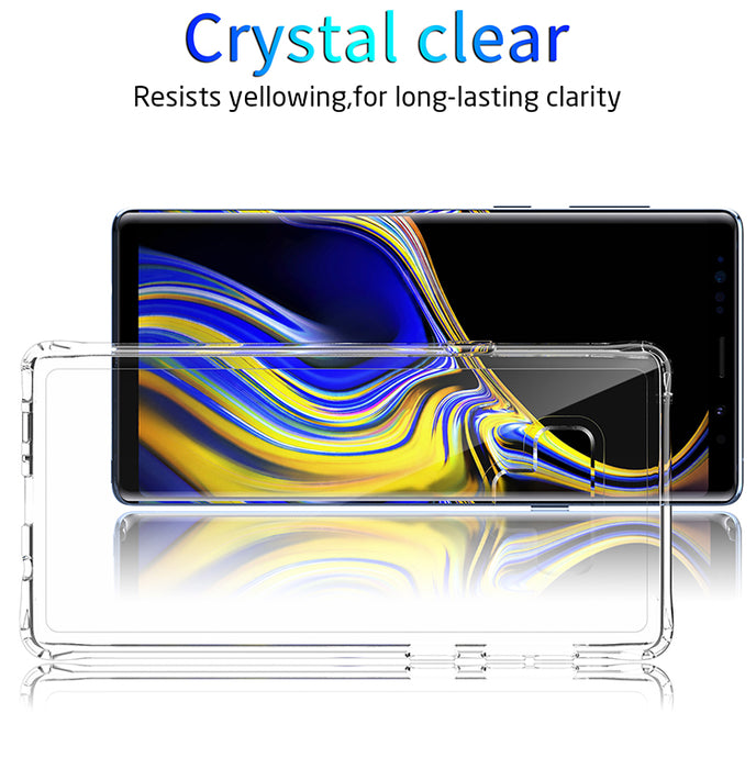 Slim Anti-Scratch Hard PC Backplate + TPU Bumper Shock Absorption Anti-Yellow Crystal Clear Case for Samsung Galaxy Note 9