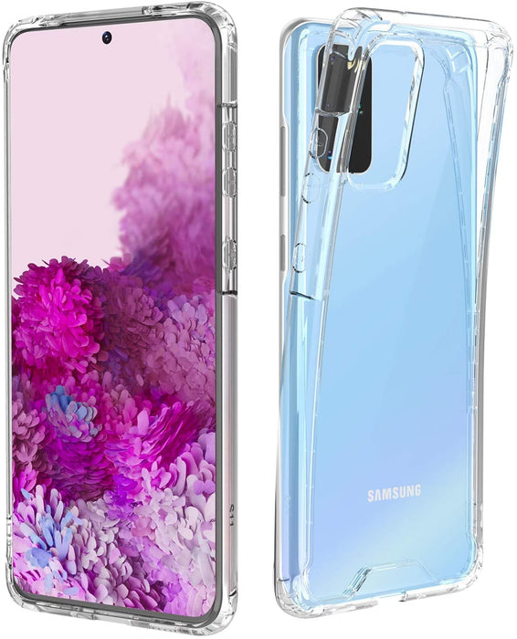 Slim Anti-Scratch Hard PC Backplate + TPU Bumper Shock Absorption Anti-Yellow Crystal Clear Case for Samsung Galaxy S20/S20 Plus
