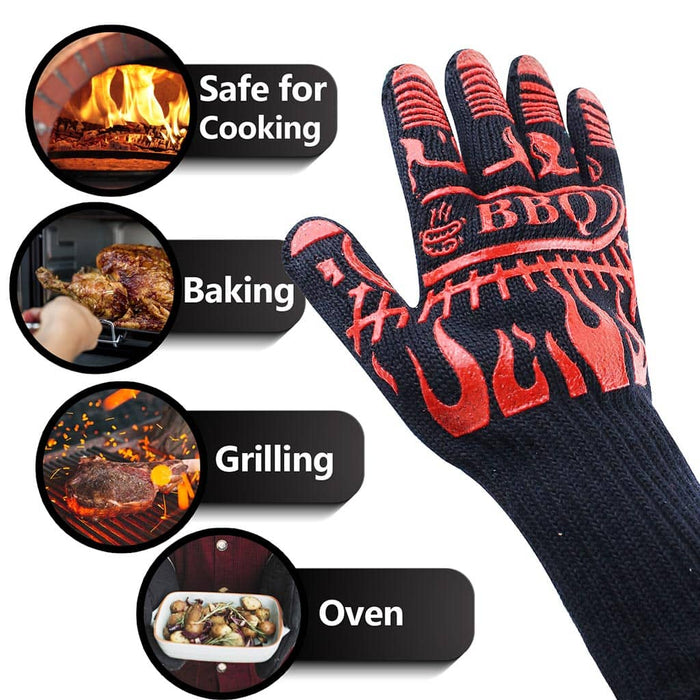 BBQ Grill Glove -Heat Resistant Up to 932° F - Great for BBQ, Oven and Grill
