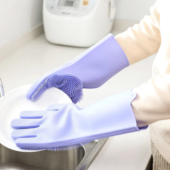 Magic Silicone Dish-washing, kitchen Cleaning Sponge Gloves,  Pet Hair Care Car Washing