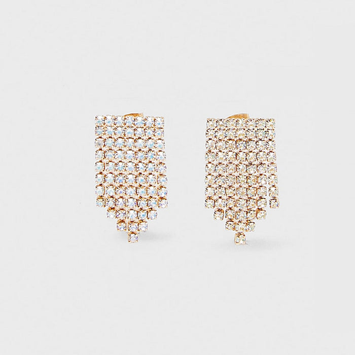 Fashion Crystal Rhinestone Long Drop Earrings for Women Boho Beads Flower Dangle Statement Big Earrings Jewelry