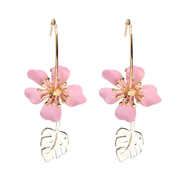 Pink Flower Teardrop Drop Earrings Women Bohemian Handmade Beads Statement Earrings Charm Female Gift Jewelry