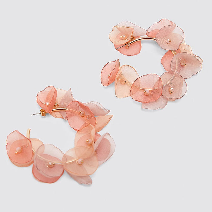 Pink Flower Teardrop Drop Earrings Women Bohemian Handmade Beads Statement Earrings Charm Female Gift Jewelry