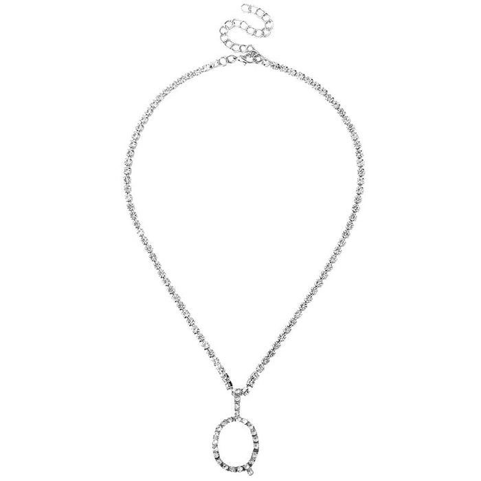 Flatfoosie A-Z Custom Rhinestone Tennis Chain Letter Choker Necklace for Women Men HipHop Jewelry Alphabet Pendant Necklace