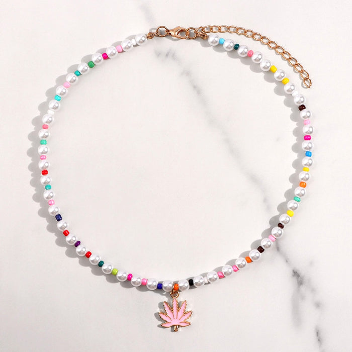 2021 New Pearl Smiley Beaded Necklace For Women Colorful Fruit Acrylic Seed Bead Strand Choker Chain Necklaces Bohemian Jewelry