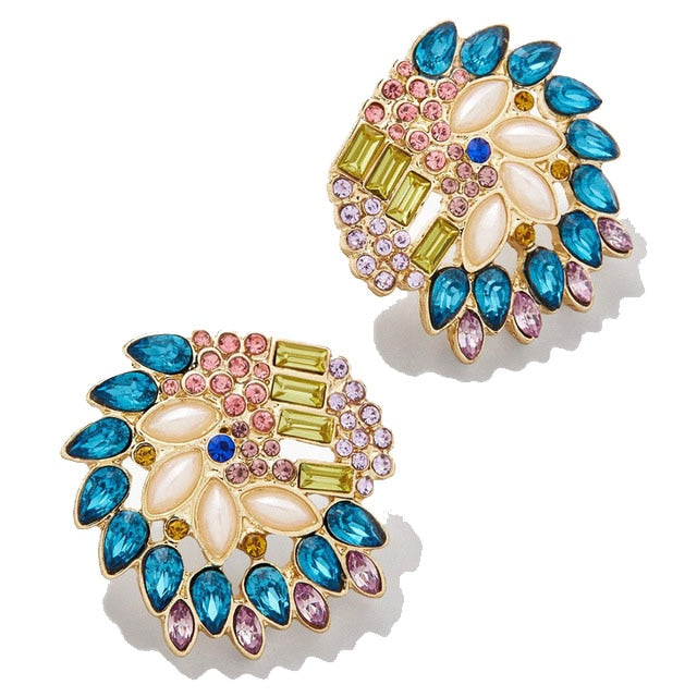 Crystal Fish Bird Drop Earrings For Women Geometric Bohemian Colorful Tassel Rhinestone Statement Earring Jewelry