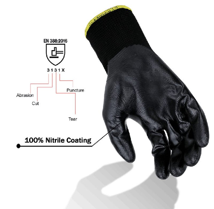 Nylon Knit Smooth Nitrile Coating Multi-functional Gloves