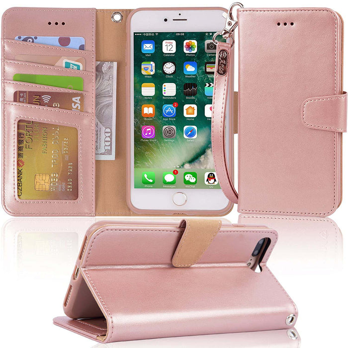Case For iPhone 7 plus / iPhone 8 plus, Premium PU leather wallet Case with Kickstand and Flip Cover 5.5" (not for iPhone 7/8)
