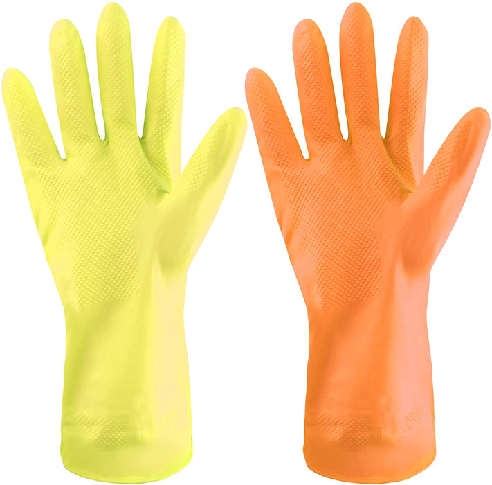 Reusable Household Latex Gloves, Non-slip Gloves (2 Pairs/Bag)