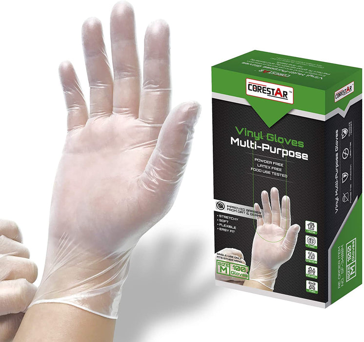 Vinyl Disposable Exam Multi-Purpose Gloves [10 Boxes | 1000 Gloves]